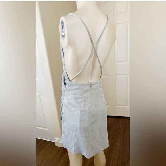 Silver shimmer mini dress A20 - Picture 3 of 7
